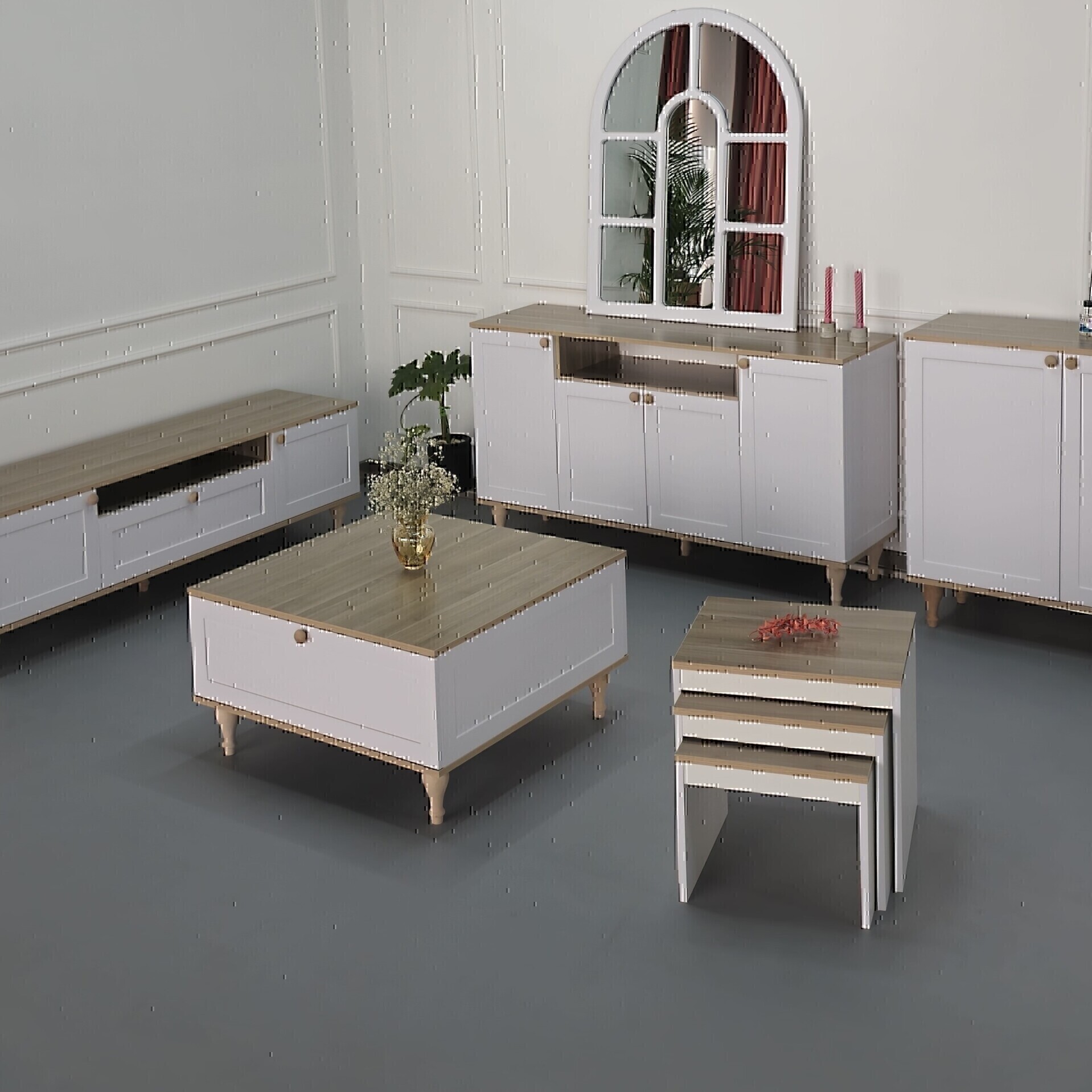 چیدمان میز جلومبلی و عسلی برای خانه عروس