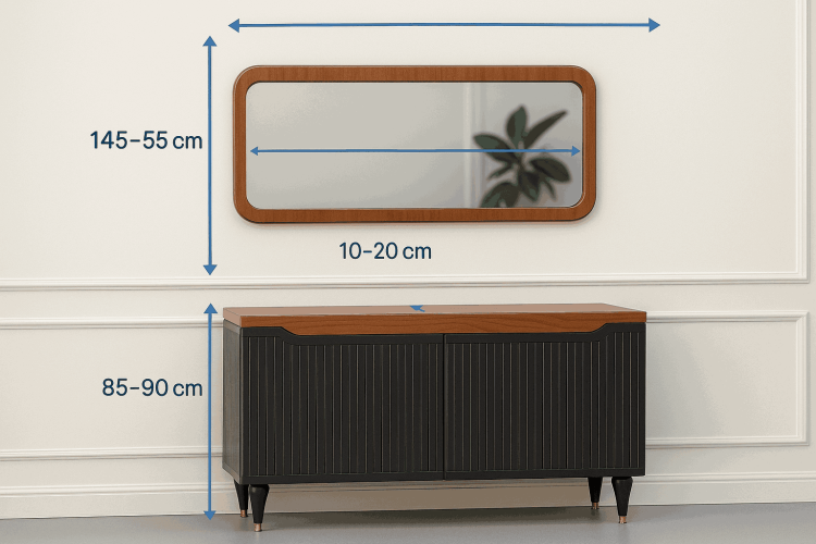 چگونه ارتفاع مناسب برای نصب آینه و کنسول تعیین کنیم؟