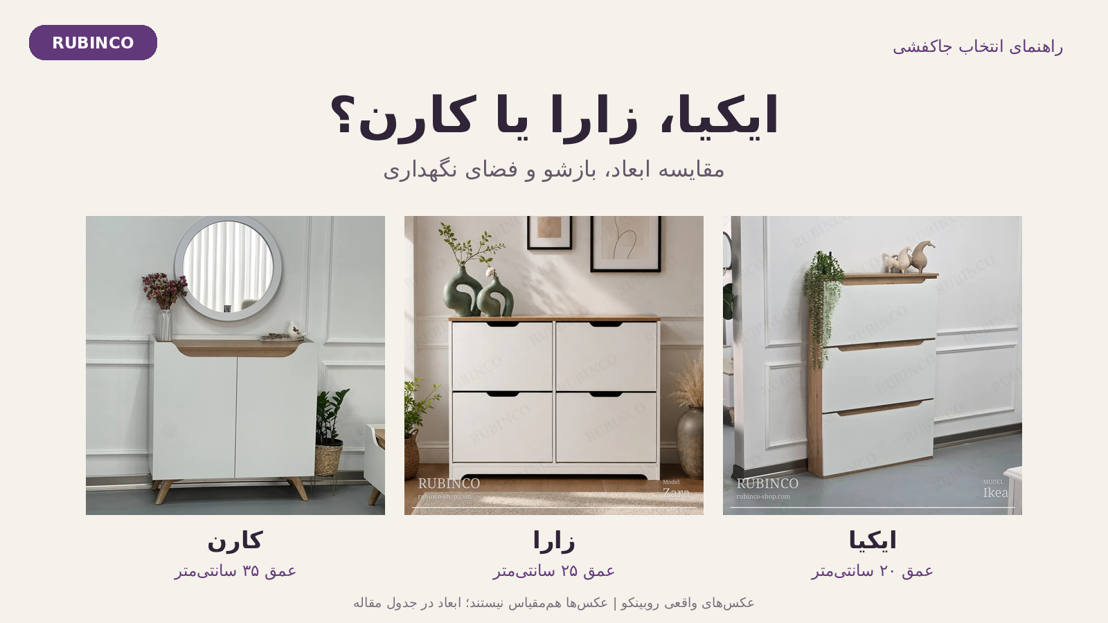 مقایسه جاکفشی ایکیا سهدرب، زارا چهاردرب و کارن با عکسهای واقعی روبینکو